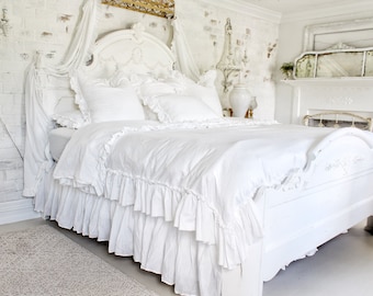 Ruffled Duvet Cover | White Bedding | Duvets | Shabby Chic Bedding | Romantic Bedding | Ruffled Bedding