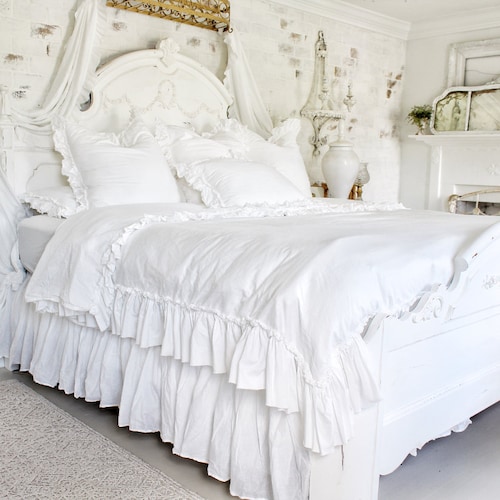 Ruffled Duvet Cover White Bedding Duvets Shabby Chic Etsy Australia