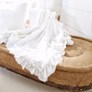 Ruffled Cotton Throw Dog Blanket Animal Cover Shabby Chic Bedding Pet Sofa Cover Ruffled pet blanket Ruffled Bedding image 1