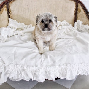 Ruffled Cotton Throw Dog Blanket Animal Cover Shabby Chic Bedding Pet Sofa Cover Ruffled pet blanket Ruffled Bedding image 5
