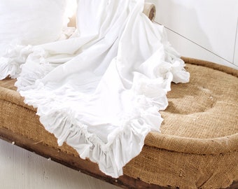 Ruffled Cotton Throw | Dog Blanket | Animal Cover | Shabby Chic Bedding | Pet Sofa Cover | Ruffled pet blanket  | Ruffled Bedding