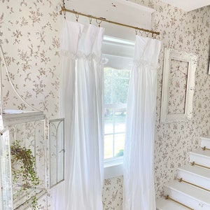 Choose your fabric Top Curtain - Shabby Chic Ruffled Panels - Ruffled Curtain - Priced Per Panel