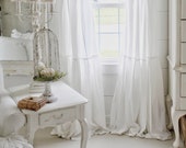 Ruffled Cotton Curtain Panel | Ruffled Curtains | Farmhouse Decor | Shabby Chic Bedding | Farmhouse Style | Priced Per Panel