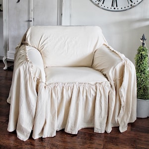 Ruffled Chair Cover Sofa Cover Chair Cover Slip Cover Slip Covers Furniture Covers Farmhouse Decor Cottage Chic image 5