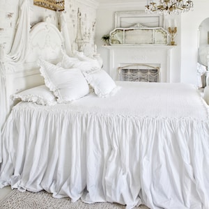 Ruffled BedSpread Matelasse' Bedding Chenille bedding Shabby Chic Bedding Ruffled BedCover Ruffled Coverlet Ruffled Bedding image 1