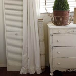 Ruffled Cotton Curtain Panels Ruffled Curtains Farmhouse Decor Shabby Chic Bedding Farmhouse Style Ruffled Linens image 2