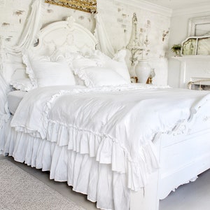 Ruffled Duvet Cover | White Bedding | Duvets | Shabby Chic Bedding | Romantic Bedding | Ruffled Bedding