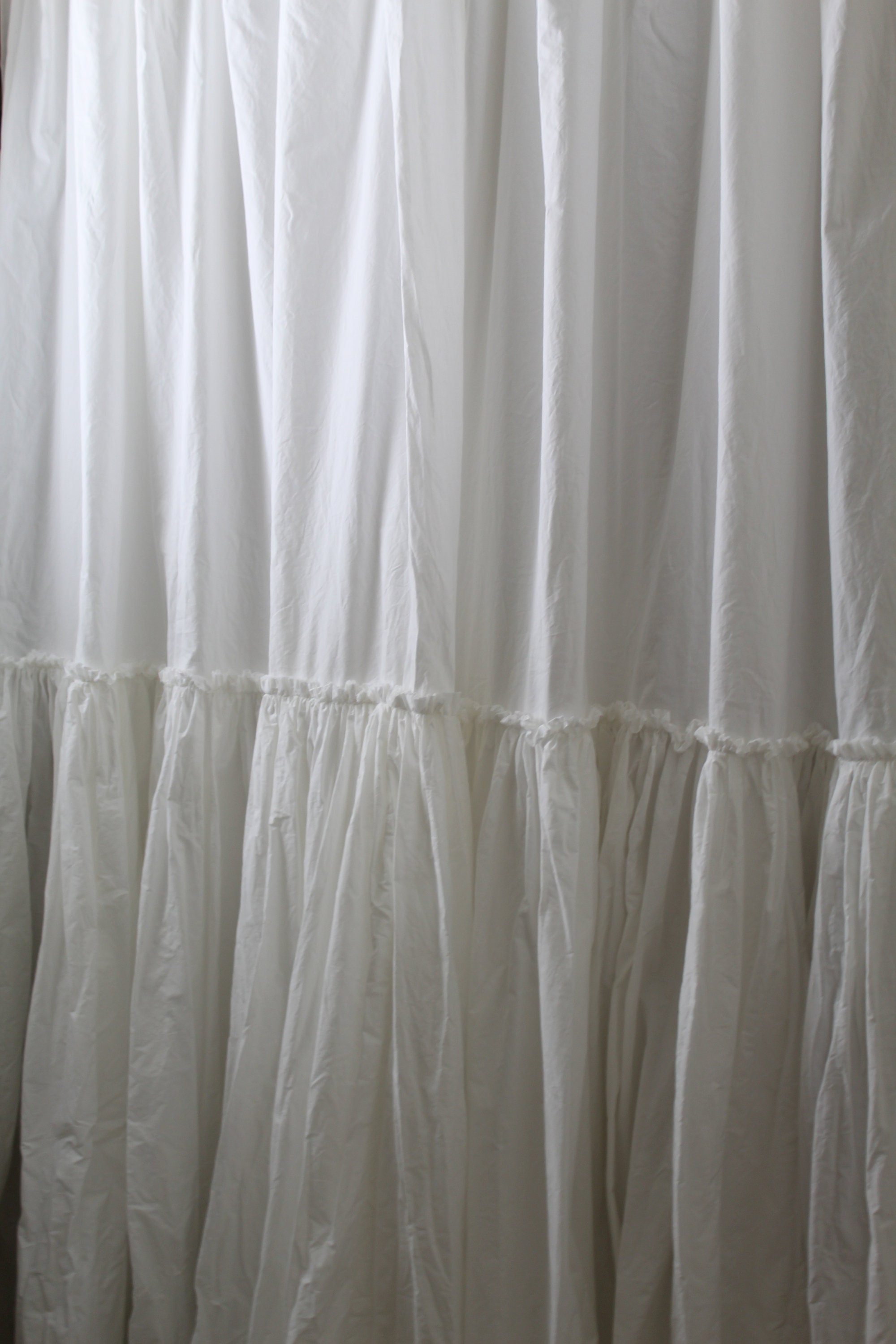 Extra Long Shower Curtains Shabby Chic Ruffled White Etsy