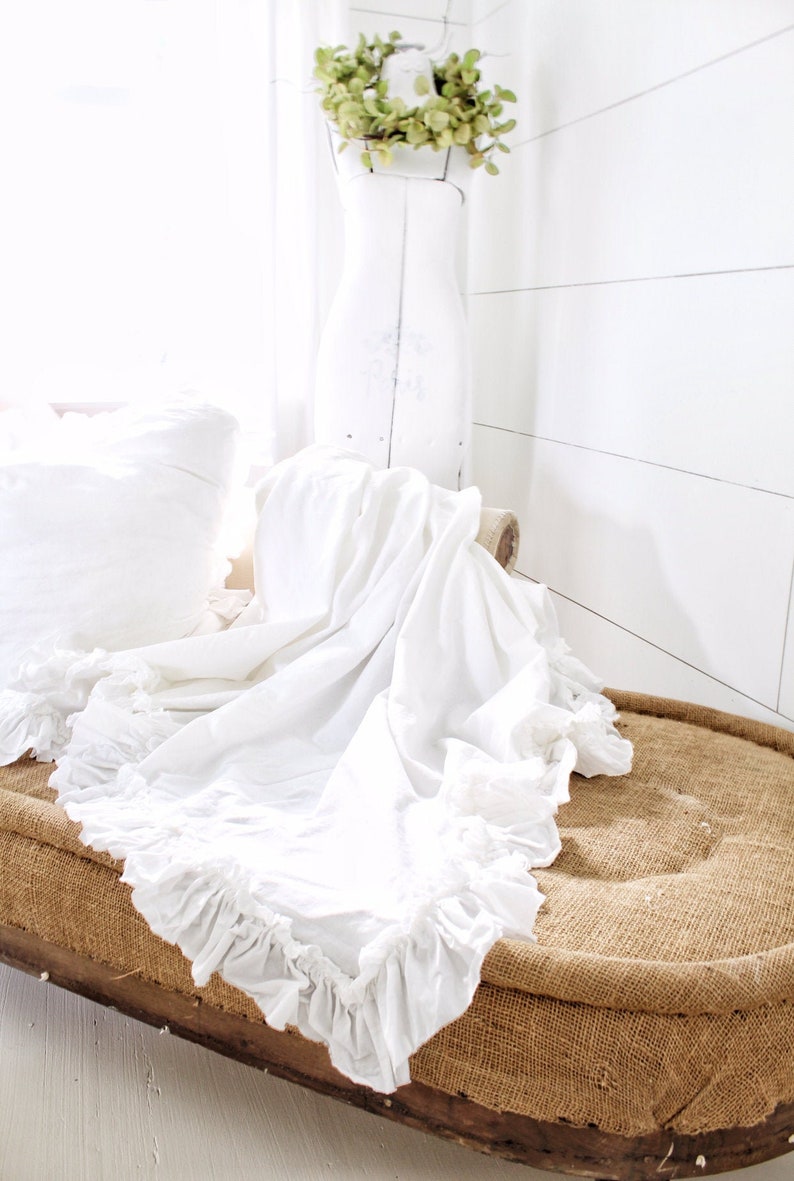 Ruffled Cotton Throw Dog Blanket Animal Cover Shabby Chic Bedding Pet Sofa Cover Ruffled pet blanket Ruffled Bedding image 1