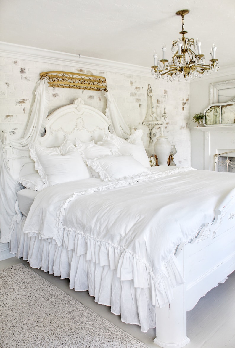 Ruffled Duvet Cover White Bedding Duvets Shabby Chic Etsy