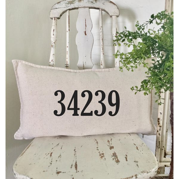 Zip Code Pillow | Housewarming Gifts | New Home | Realtor Closing Gift | Realtor Gifts | New House Gifts