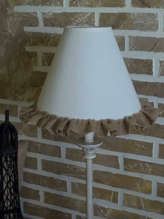 Items similar to Cream Linen Lamp Shade with Burlap Trim on Etsy