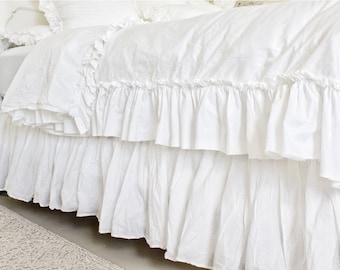 Bedskirt | Dust Ruffle | Ruffled Bed Skirt | Ruffled Dust Ruffle | Shabby Chic Bedding | Cottage Decor |Farmhouse Decor