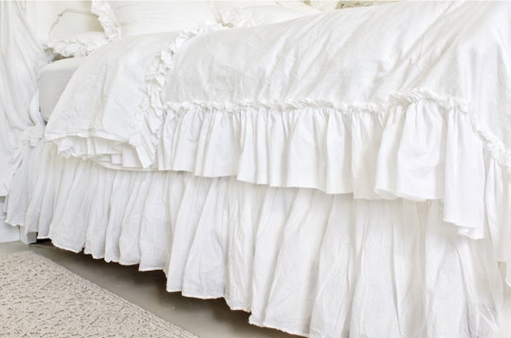 Bedskirt | Dust Ruffle | Ruffled Bed Skirt | Ruffled Dust Ruffle | Shabby  Chic Bedding | Cottage Decor |Farmhouse Decor
