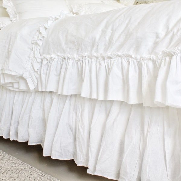 Bedskirt | Dust Ruffle | Ruffled Bed Skirt | Ruffled Dust Ruffle | Shabby Chic Bedding | Cottage Decor |Farmhouse Decor