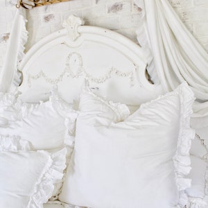 Ruffled Pillow Covers Side Ruffle Shams Cotton Pillow Cases Farmhouse Linens Pillow Cover Linen Bedding Shabby Chic Bedding image 8