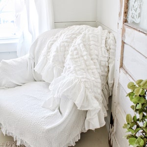 Ruffled Chenille Throw Chenille Chenille Bedding Shabby Chic