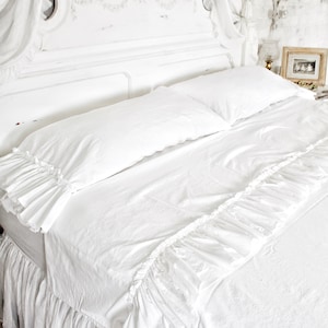 Ruffled Percale Sheet Set | Shabby Chic Bedding | Ruffled Bedding | Farmhouse Decor