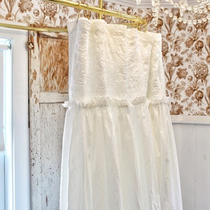 Extra Long Shower Curtains Shabby Chic Ruffled White Shower Curtain Cotton Shower Curtains Farmhouse Bathroom image 5