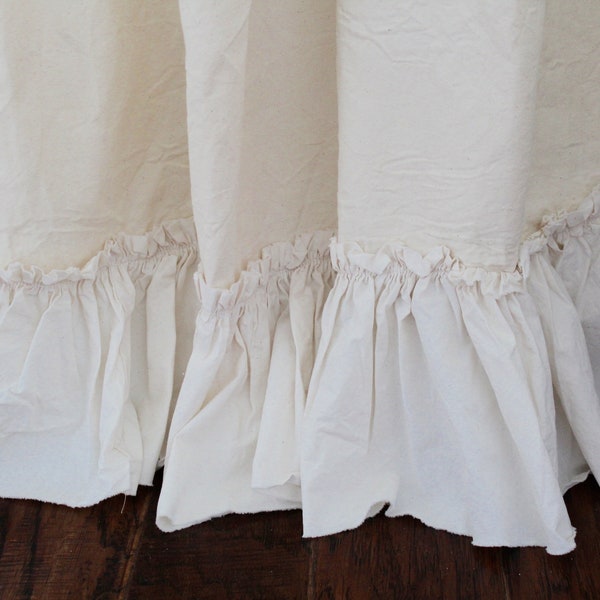 Ruffled Cotton Curtain Panels | Ruffled Curtains | Farmhouse Decor | Shabby Chic Bedding | Farmhouse Style | Ruffled Linens