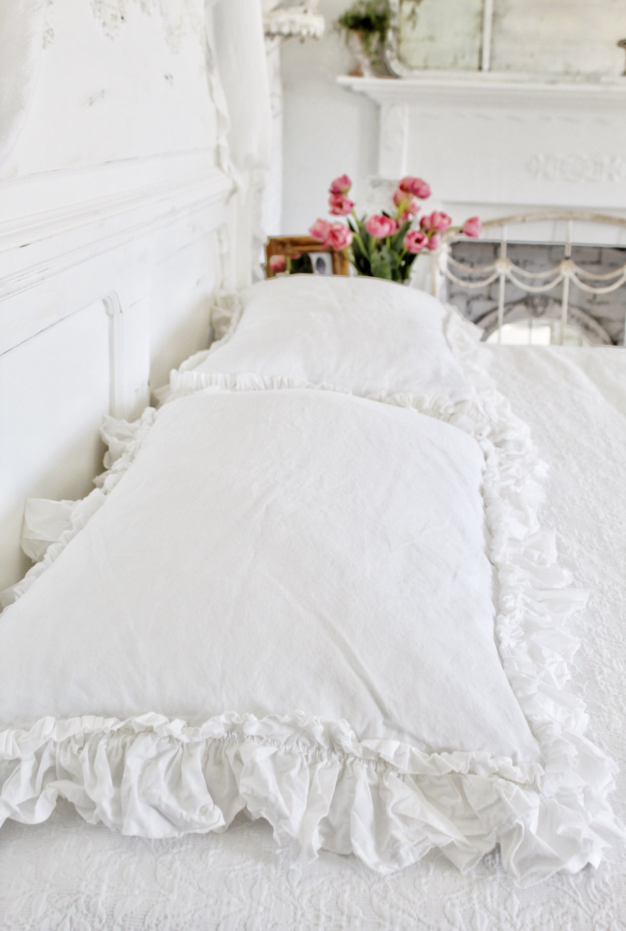 Ruffled Pillow Shams Ruffled Shams Matelasse Pillow Cases Etsy