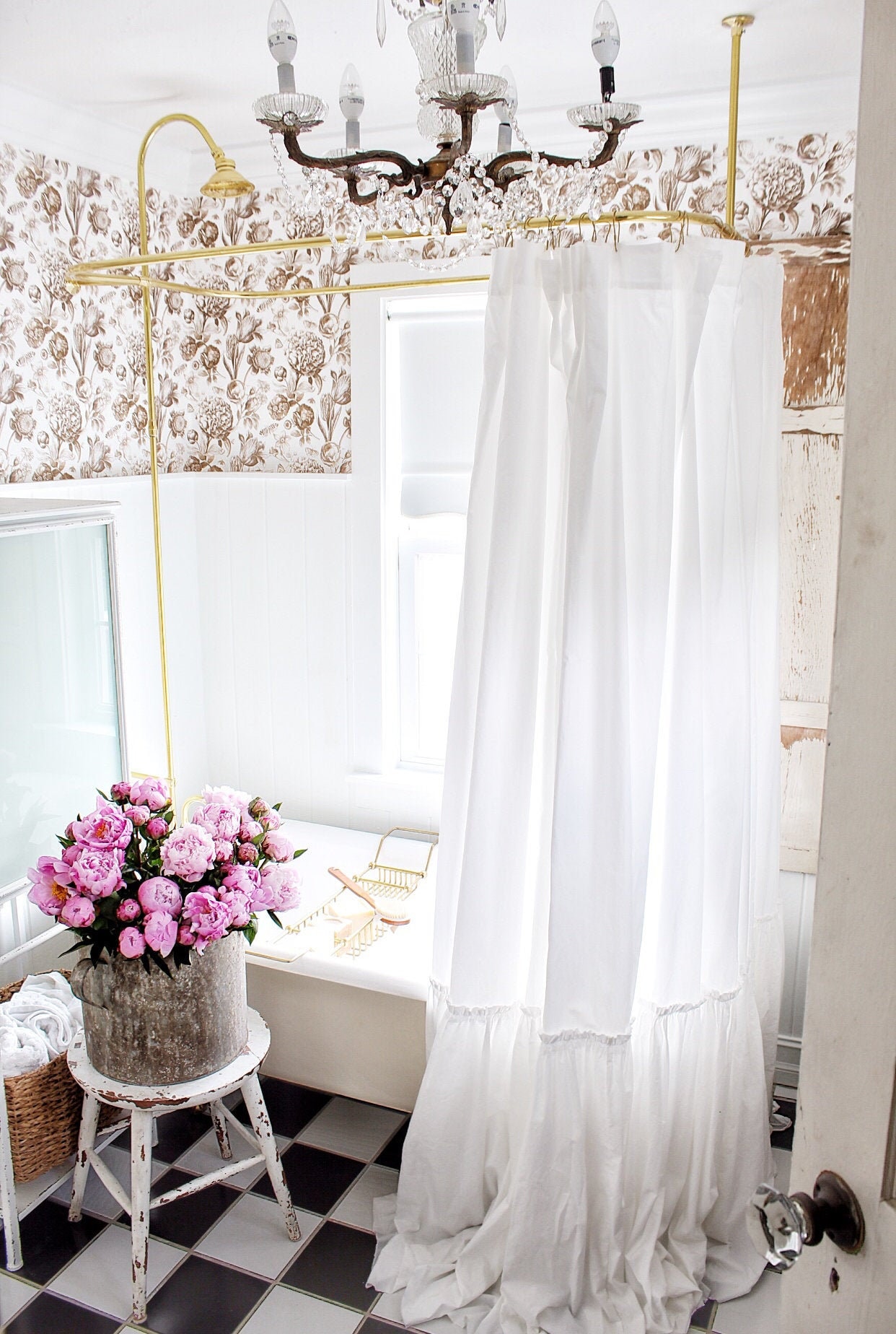 Cortinas blancas, cortinas extra largas de algodón simple
