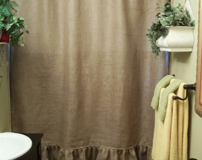 Ruffled Bottom Burlap Shower Curtain Etsy