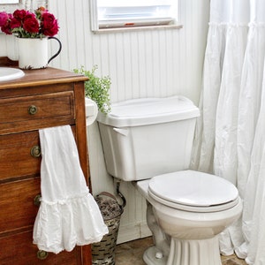 Extra Long Shower Curtains - Shabby Chic Ruffled - White Shower Curtain - Cotton Shower Curtains - Farmhouse Bathroom image 5