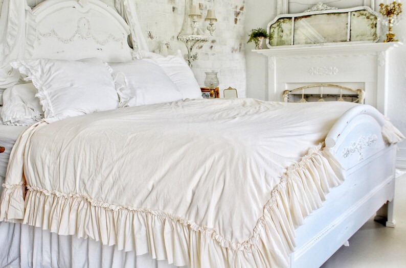Ruffled Duvet Cover White Bedding Duvets Shabby Chic Etsy