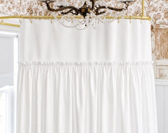 Extra Long Ruffled Cotton Shower Curtain – Shabby Chic Farmhouse Bathroom