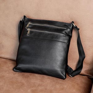 Black crossbody bag, Tablet bag, Soft leather bag, Leather ipad bag,iPad pro bag, Small shoulder bag, Gadget bag, iPad bag