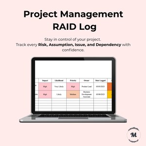 Sjabloon RAID-logboek | Tracker voor risico's, veronderstellingen, problemen en afhankelijkheid | Bewerkbare Excel-spreadsheet