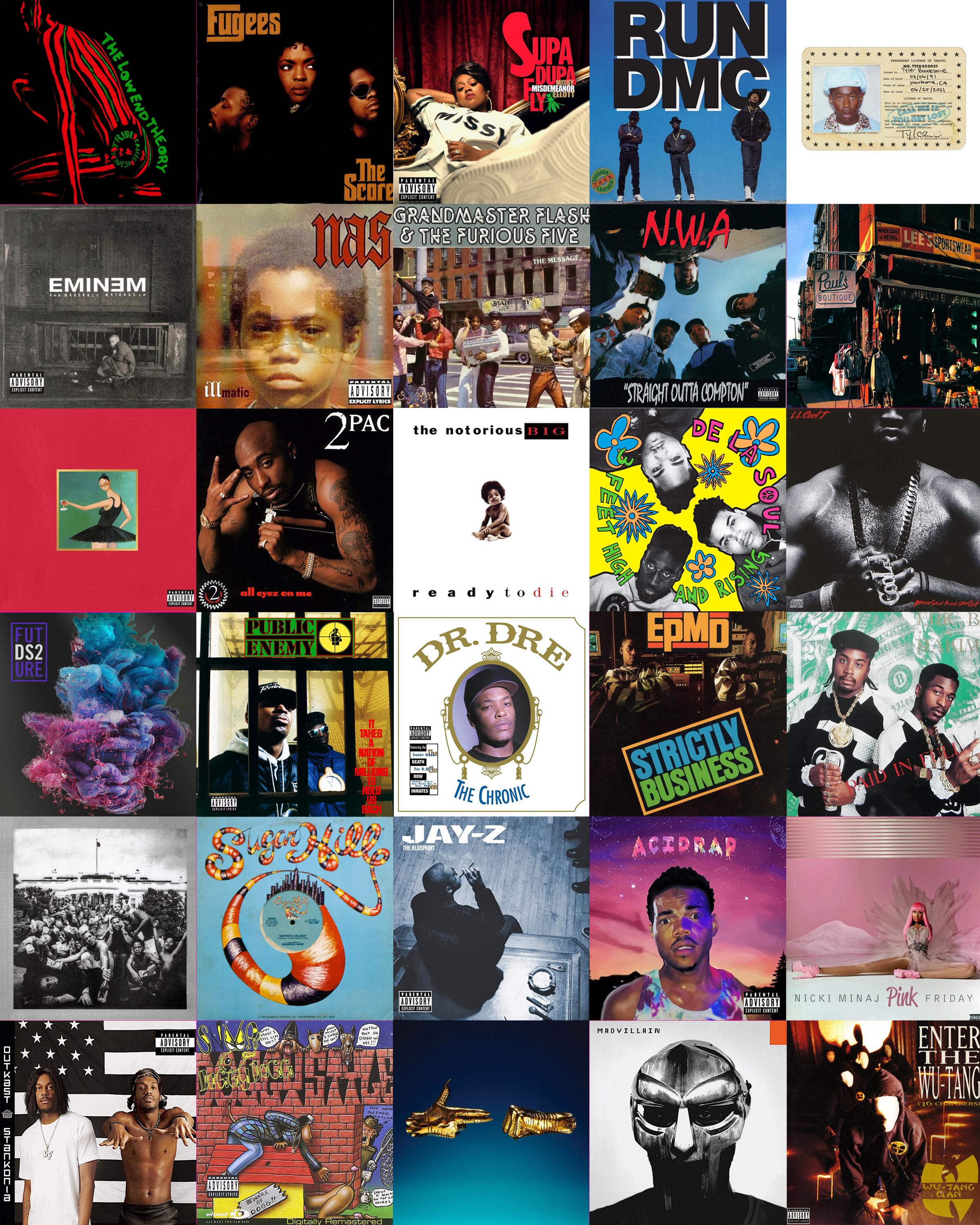 Hip Hop Album Cover Collage Poster: Music Wall Art (digital