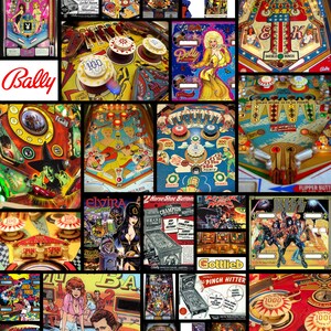 Vintage flipperspelsaffisch: Retro popkulturväggkonst (digital nedladdning 16x20 canvastavla collage)