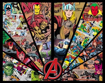 Avengers Comic Art Print | Retro Superhero Poster (Digital Download)