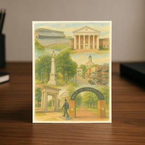 Oxford, MS Red & Navy Zustand | Karte zur Abschlussfeier in Aquarell | Mississippi College Town Geschenk