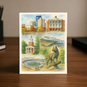 Tarjeta de graduación con ilustración de acuarela del estado azul y blanco de Lexington, KY. Regalo de Kentucky College.