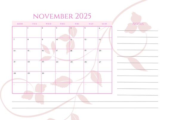Pink digital calender 2025