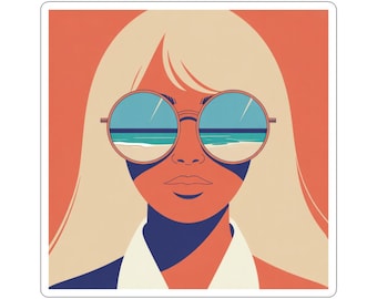 Retro Beach Kiss-Cut Stickers: Summer Laptop, Journal & Room Decor