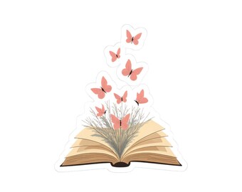Whimsical Book & Butterfly Stickers: Eco-Friendly Laptop Decals
