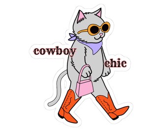 Cowboy Cat Stickers: Fun Laptop, Water Bottle Decals