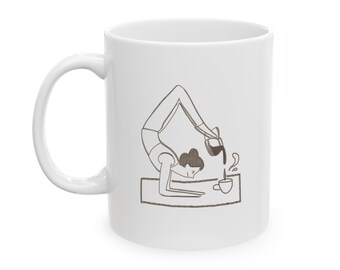 Cozy Coffee Lover Ceramic Mug: Yoga & Tea Enthusiast Gift