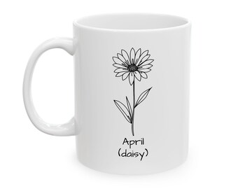 April Birth Flower Daisy Ceramic Coffee Mug: Cozy Home & Office Decor