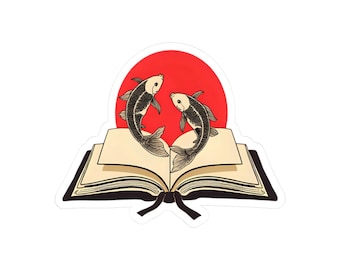 Koi Fish Book Sticker, Aesthetic Vinyl Decal, Journaling