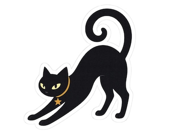 Pegatinas de gato negro espeluznante: vinilos brillantes para Halloween