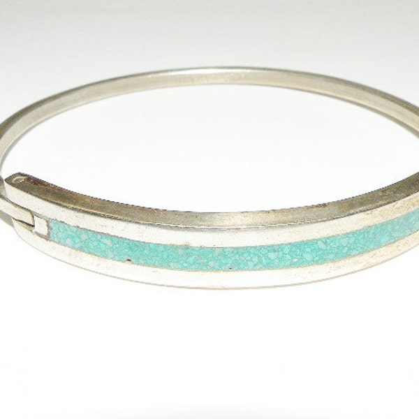 Vintage Nickel Silver Mexican Silver Signed turquoise bracelet