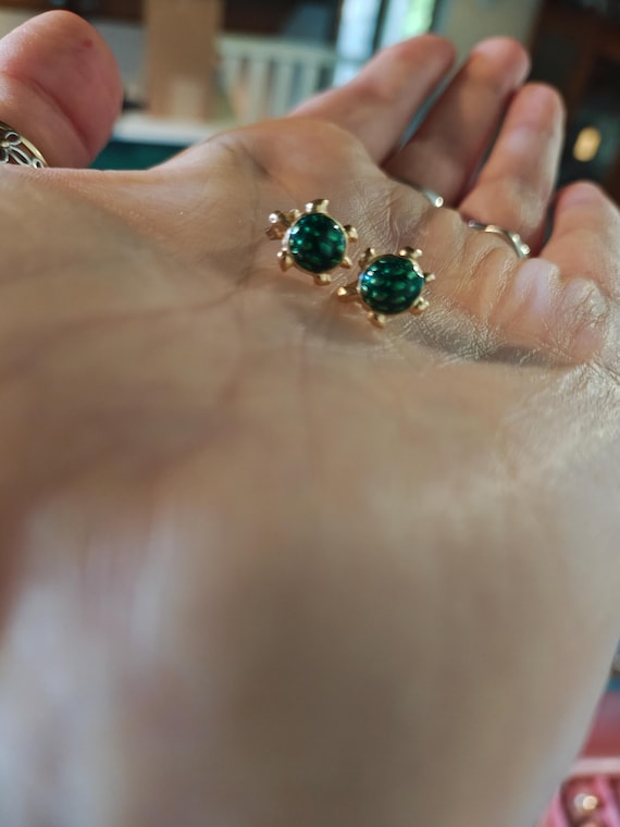 Solid Gold Turtle Stud Earrings - image 1