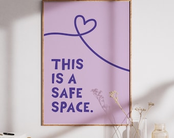 Safe Space Poster | Minimalist Purple Wall Art (Digital Download)