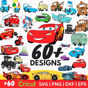 Cars Clipart Bundle | Lightning McQueen Svg PNG DXF EPS | Disney Cars Characters Cut Files for Cricut and Silhouette | Instant Download