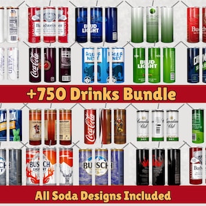 750+ Drinks Can Bundle | All Soda Sublimation Designs | Tumbler Wrap PNG | Digital Drink Can Mockups